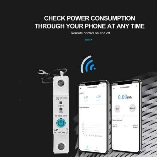 WEBN 63A WiFi Okos Fogyasztásmérő DIN Sín Energiamérő kWh Kapcsoló