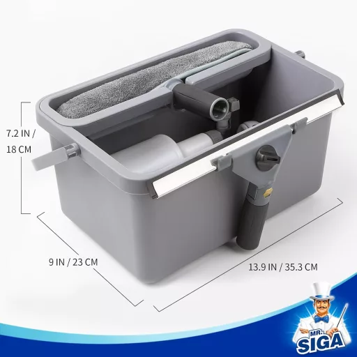 Set de curățenie casnică MR.SIGA, 7 piese - Racletă pentru geamuri, Lavetă microfibră, Perie, Pulverizator, Cutie de depozitare