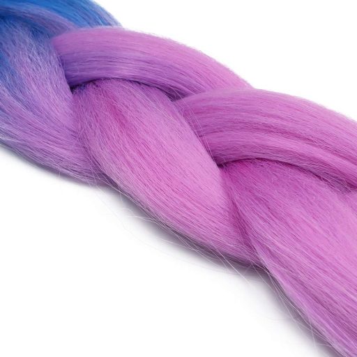 Cybelleza Extensii de păr împletit Jumbo, 60 cm - Păr sintetic Kanekalon albastru, mov și roz - Împletituri afro box pentru femei și copii