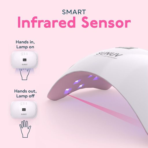 Lampă UV LED pentru unghii SUNUV cu temporizator 30/60/99 sec, senzor infraroșu automat, ecran LCD - pentru uz casnic și profesional