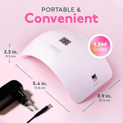 Lampă UV LED pentru unghii SUNUV cu temporizator 30/60/99 sec, senzor infraroșu automat, ecran LCD - pentru uz casnic și profesional