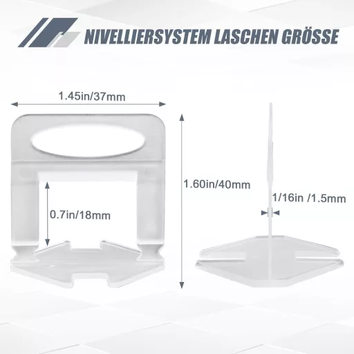 Storystore 500 db Csempe Szintezőtab 1,5 mm Fugavastagság Csempelés Segédeszköz 3-12 mm