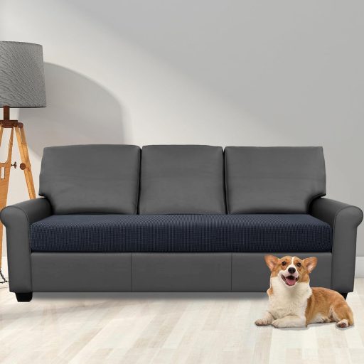 SYLC Elastický poťah na pohovku 3-miestny tmavosivý károvaný