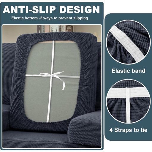 SYLC Rugalmas Kanapé Ülőpárna Huzat 3 Személyes Sötétszürke Kockás