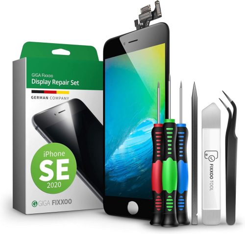 GIGA Fixxoo iPhone SE (2020) Retina LCD Kijelző Cserecsomag - Érintőképernyős Üveg Szerszámkészlettel - Egyszerű Kijelzőjavítás Otthon