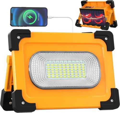Lampă de lucru LED solară Stone Banks 80W cu 4 moduri - Baterie USB 11000 mAh, IP65 rezistentă la apă, magnetică, 5000 lumeni - Pentru reparații auto, Kem