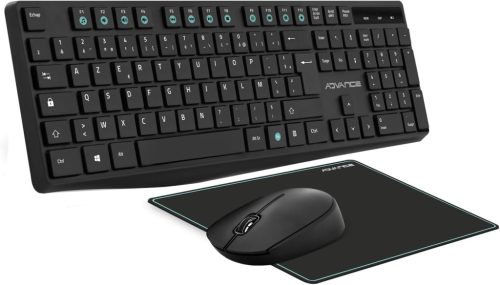 Set Tastatură și Mouse Wireless AD ADVANCE Elite - Negru, Pachet de 3, Ergonomic, Conectare USB, Compatibil PC/Laptop/Tabletă