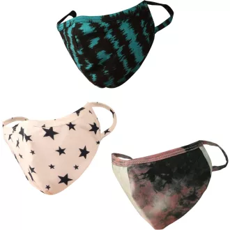   Touchstone Umývateľná Bavlnená Súprava Rúšok, 3 ks Vzorované Viacvrstvové Rúško s Pohodlnými Pútami na Uši, Unisex Priedušné Textilné Rúško pre Dospelých