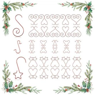   KATELUO 60 darabos Karácsonyfa Akasztó Csillag Alakú, Újrahasználható, 3 Különböző Forma (Piros)