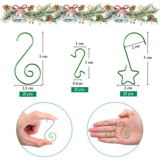 KATELUO 60 darabos Karácsonyfa Akasztó Csillag Díszítő Függőkészlet, Újrahasznosítható (3 Forma)