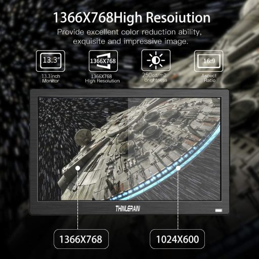 Thinlerain 13.3" hordozható monitor 1366x768 HDMI VGA BNC AV VESA