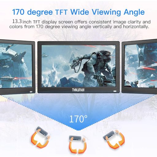 Thinlerain 13.3" hordozható monitor 1366x768 HDMI VGA BNC AV VESA