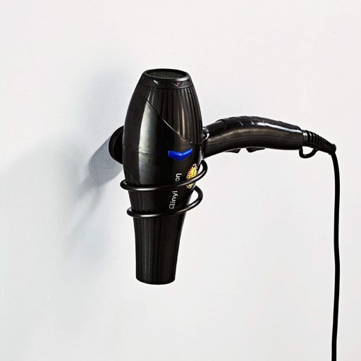 Makidar Rozsdamentes Acél Hajszárító Tartó Fekete Krómozott