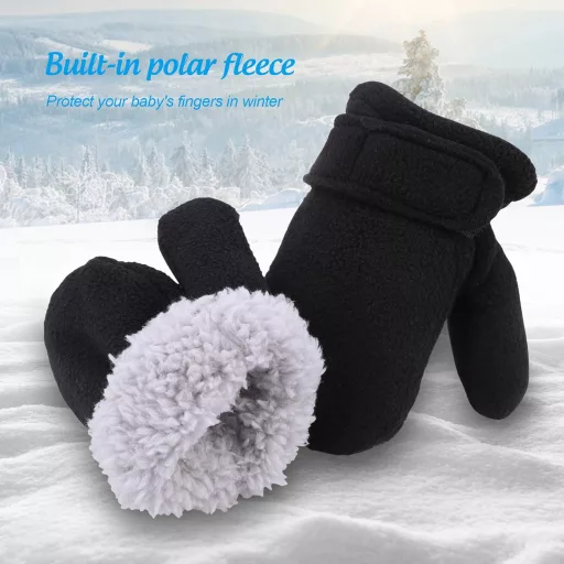 QKURT Mănuși de schi de iarnă pentru copii - Mănuși călduroase impermeabile pentru băieței și fetițe de 1-2 ani - Pentru sporturi de iarnă și lunile reci
