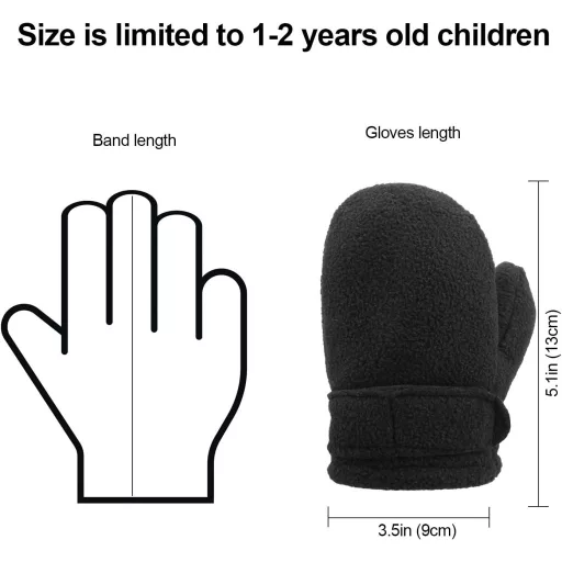 QKURT Mănuși de schi de iarnă pentru copii - Mănuși călduroase impermeabile pentru băieței și fetițe de 1-2 ani - Pentru sporturi de iarnă și lunile reci