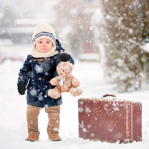 QKURT Mănuși de schi de iarnă pentru copii - Mănuși călduroase impermeabile pentru băieței și fetițe de 1-2 ani - Pentru sporturi de iarnă și lunile reci