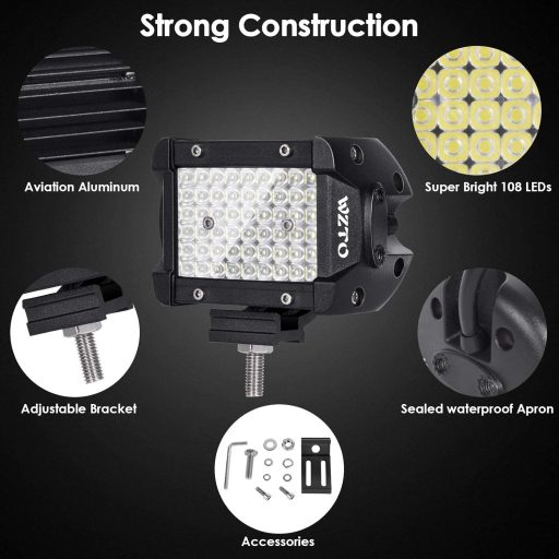 WZTO LED Munkalámpa és Kiegészítő Fényszóró - Vízálló 300W Motorkerékpár Segédfény Hátsó Pozícióhoz