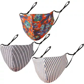   Touchstone Nastaviteľné 3-vrstvové bavlnené rúško s vreckom na filter - prateľné, opakovane použiteľné rúško pre mužov a ženy - 3 ks Modrá/Oranžová/Biela