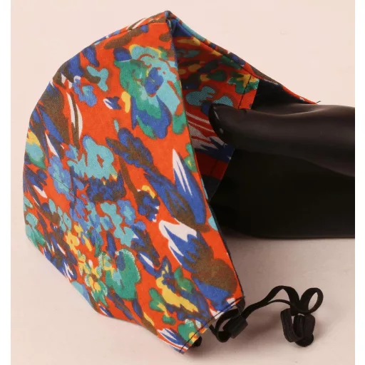 Mască de față din bumbac cu 3 straturi ajustabilă Touchstone cu buzunar pentru filtru - Mască lavabilă, reutilizabilă pentru bărbați și femei - 3 buc Albastru/Portocaliu/Alb