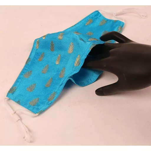 Touchstone Indická Vzorovaná Maskáč na Tvár 3-vrstvová Bavlnená s Vreckom na Filter - Prateľná, Nastaviteľná Maska pre Mužov a Ženy - 3 ks Biela, Modrá, Červená