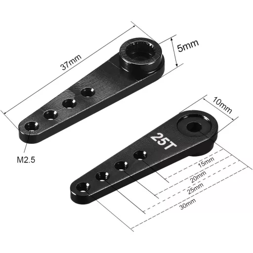 sourcing map Aluminium 25T Servo Horn Futaba Savox RC autó hajó fekete 2db - Aluminium
