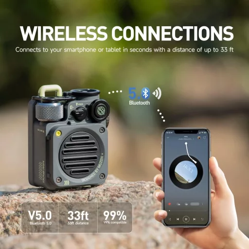 Vodotesný Bluetooth reproduktor Muzen Wild Mini, prenosný outdoorový reproduktor na cesty