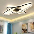 minifair Ovális LED Mennyezeti Lámpa - Fekete Távirányítós Dimmelhető Csillár 48W 4300lm Nappali, Hálószoba, Étkező és Konyha Világításhoz