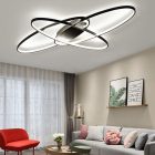 minifair Ovális LED Mennyezeti Lámpa - Fekete Távirányítós Dimmelhető Csillár 48W 4300lm Nappali, Hálószoba, Étkező és Konyha Világításhoz