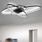 minifair Ovális LED Mennyezeti Lámpa - Fekete Távirányítós Dimmelhető Csillár 48W 4300lm Nappali, Hálószoba, Étkező és Konyha Világításhoz