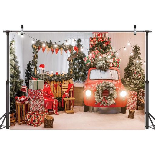 AIIKES Fundal foto de Crăciun 2,4 x 1,8 m, Decor de brad, Tapet