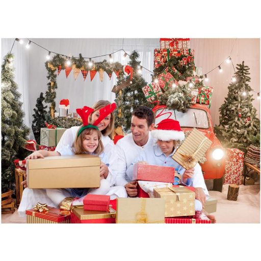 AIIKES Fundal foto de Crăciun 2,4 x 1,8 m, Decor de brad, Tapet