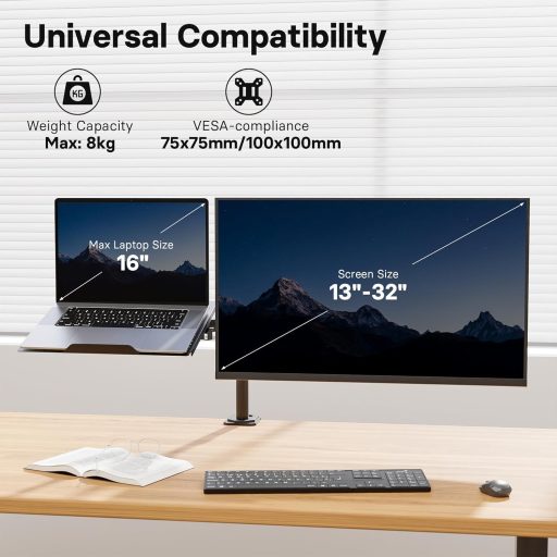 REDBAT Monitor Tartó 13-32 Colos LED LCD Képernyőhöz Laptop Tálcával VESA 75/100