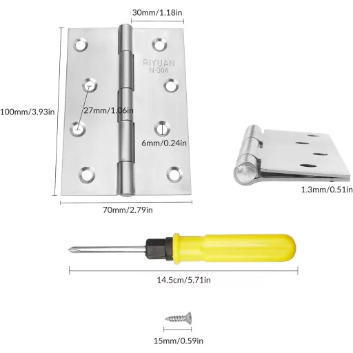 YSDMY 4 db 100mm rozsdamentes acél ajtópánt, összecsukható bútor pántok csavarokkal