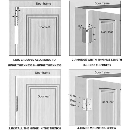 YSDMY Rozsdamentes Ajtócsalád 75x50mm 10db Zsanér Csavarokkal és Csavarhúzóval