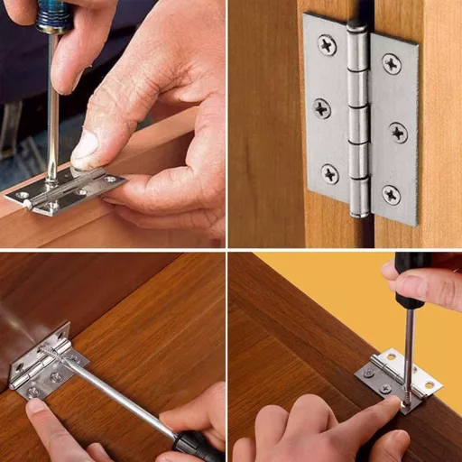 Familie de uși YSDMY din inox 75x50mm, 10 buc. balamale cu șuruburi și șurubelniță