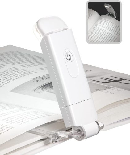 DEWENWILS USB Tölthető Olvasólámpa Csipesszel - LED Könyvlámpa 2 Fényerőszinttel, Állítható, Könnyű, Hordozható Könyvjelző Lámpa Olvasóknak
