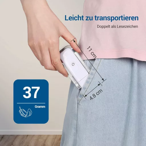 DEWENWILS USB Tölthető Olvasólámpa Csipesszel - LED Könyvlámpa 2 Fényerőszinttel, Állítható, Könnyű, Hordozható Könyvjelző Lámpa Olvasóknak