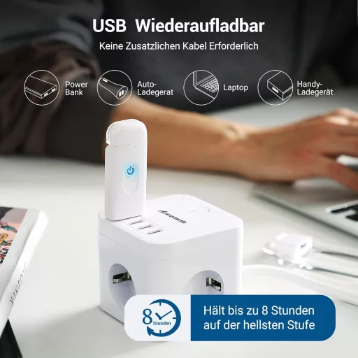 DEWENWILS Lampă de citit USB Reîncărcabilă cu Clip - Lampă de carte LED cu 2 Niveluri de Luminozitate, Ajustabilă, Ușoară, Lampă Semn de Carte Portabilă pentru Cititori