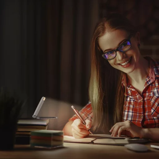 DEWENWILS Lampă de citit USB Reîncărcabilă cu Clip - Lampă de carte LED cu 2 Niveluri de Luminozitate, Ajustabilă, Ușoară, Lampă Semn de Carte Portabilă pentru Cititori