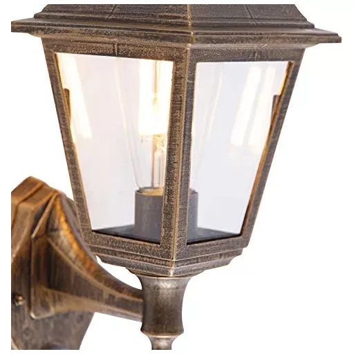Qazqa Classic Antique auriu, lampă de perete de exterior cu senzor de mișcare IP44