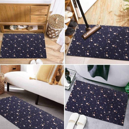 Modrý behúň s motívom zmrzliny, samolepiaci, 45x300cm - Protišmykový, strihateľný