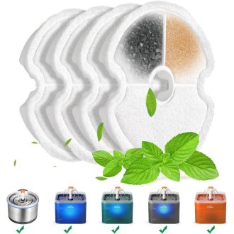   iPettie Szénszűrő Csomag Rozsdamentes Acél Macska Ivókutakhoz - 4 db-os Szett LED Világítású Itatókhoz, Környezetbarát, Beltéri Használatra