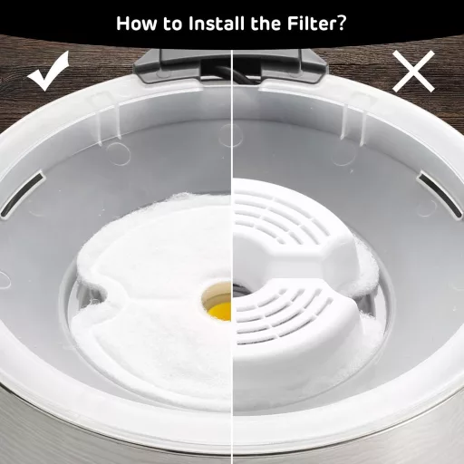 Set 4 filtre de cărbune iPettie pentru fântâni de băut pisici din oțel inoxidabil - Pentru fântâni cu LED, ecologice, pentru interior