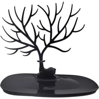   Voarge Ékszertartó Állvány Tálcával és Szarvas Aganccsal - Fekete