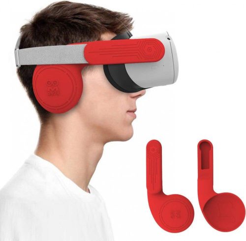 Protecții Urechi Silicon Roșu pentru Quest 2 VR - Accesoriu AMVR pentru Îmbunătățirea Calității Sunetului
