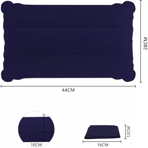 SUTAFOR Pernă gonflabilă, Ultralight Pernă de camping, Pernă de șezut albastră din PVC pentru călătorii, plajă, drumeții, 44 x 28 cm, 60g