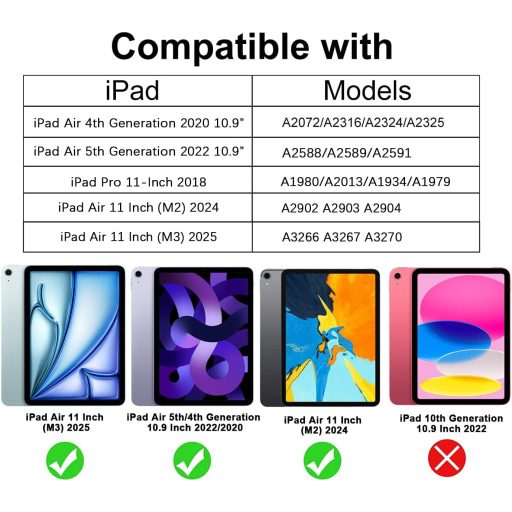 Husă de protecție magnetică Vobafe pentru iPad Air 4 10.9" și iPad Pro 11" Tip Trifold cu suport Apple Pencil