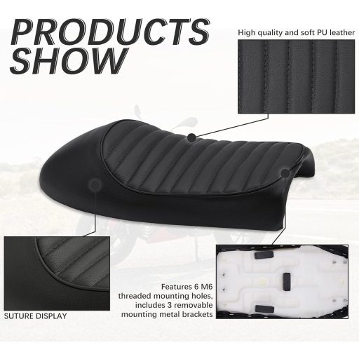 Șa motocicletă Cafe Racer DREAMIZER Neagră Vintage Humpback, scaun pentru CG125 CB400 CB500 CB750 SR400