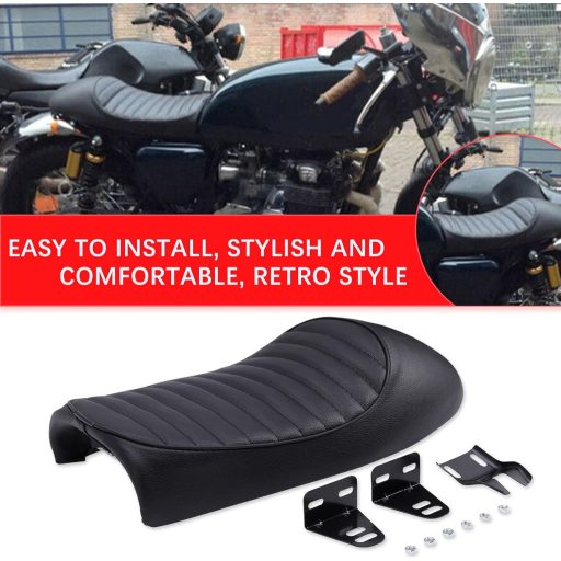 Șa motocicletă Cafe Racer DREAMIZER Neagră Vintage Humpback, scaun pentru CG125 CB400 CB500 CB750 SR400