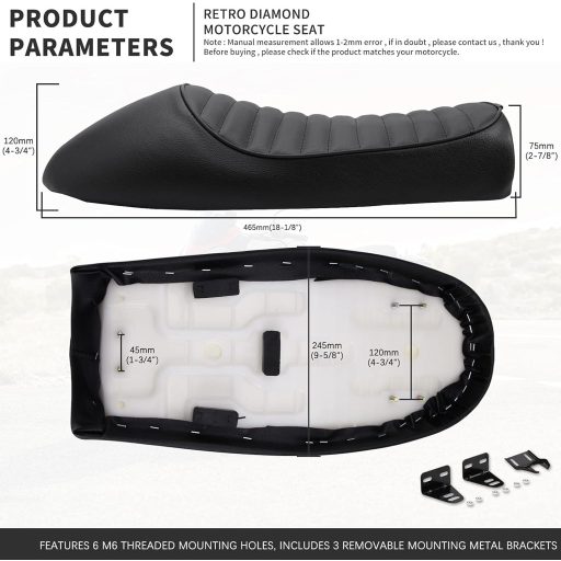 DREAMIZER Cafe Racer Motoros Nyereg Fekete Vintage Humpback Ülés CG125 CB400 CB500 CB750 SR400